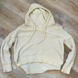POL Boutique Popcorn Knit Hooded Sweater Cream